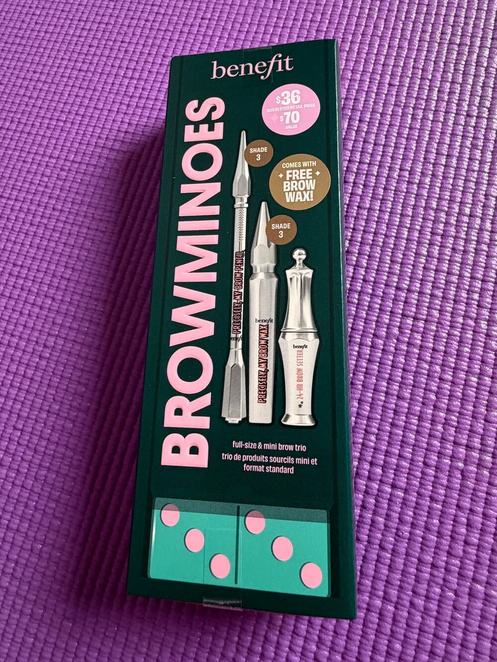New Benefit Cosmetics Browminos Brow Setter, Pencil & Wax Set Shade 3